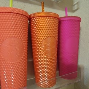 Studded Pearl Orange Starbucks tumbler
